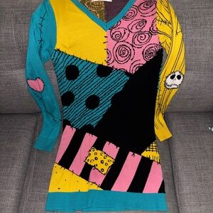 Nightmare Before Christmas V-Neck Sweater Mini Dress